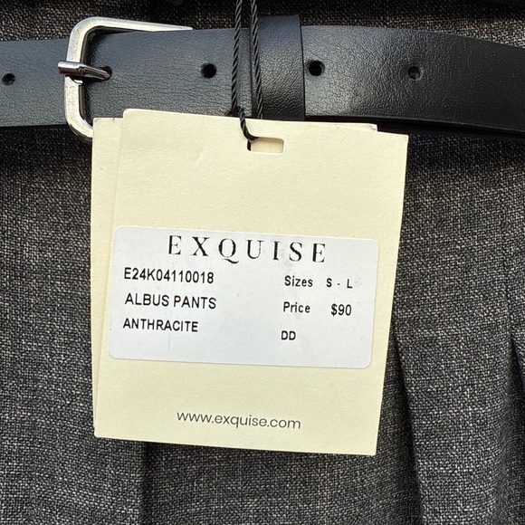 Exquise Albus Wide Leg Trousers Womens 6 Gray High Rise Double Belt Pants - Picture 6 of 10